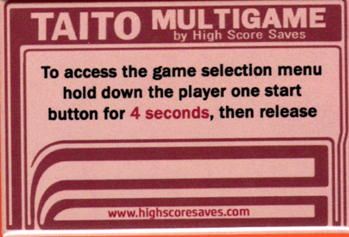 Multi Taito Multigame Instruction Magnet - Brown