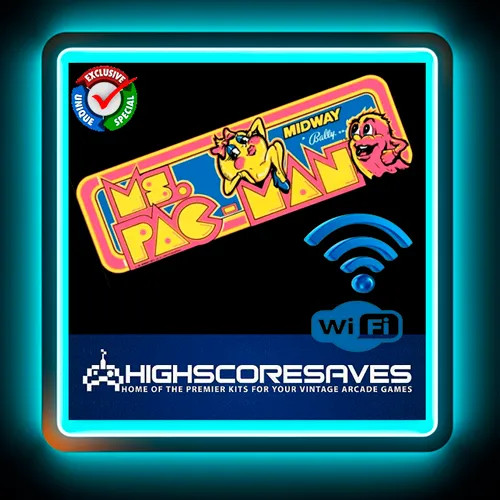 WiFi Enabled Ms Pacman Free Play and High Score Save Kit