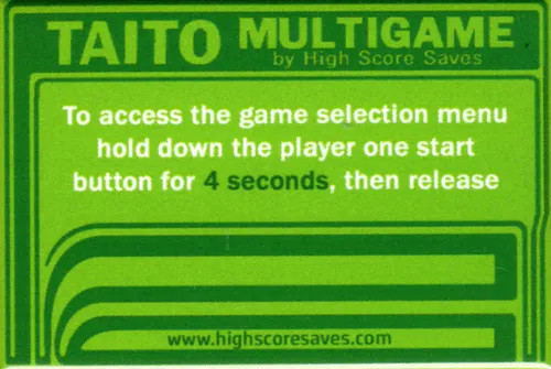 Multi Taito Multigame Instruction Magnet - Green