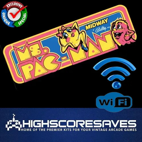 WiFi Enabled Ms Pacman Free Play and High Score Save Kit