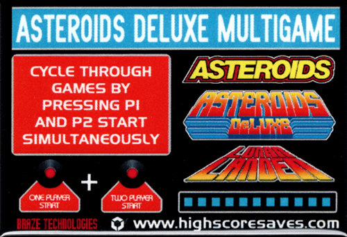 Asteroids Deluxe Multigame Instruction Magnet
