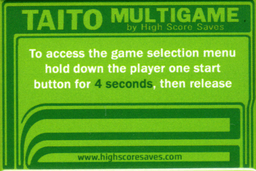 Multi Taito Multigame Instruction Magnet - Green